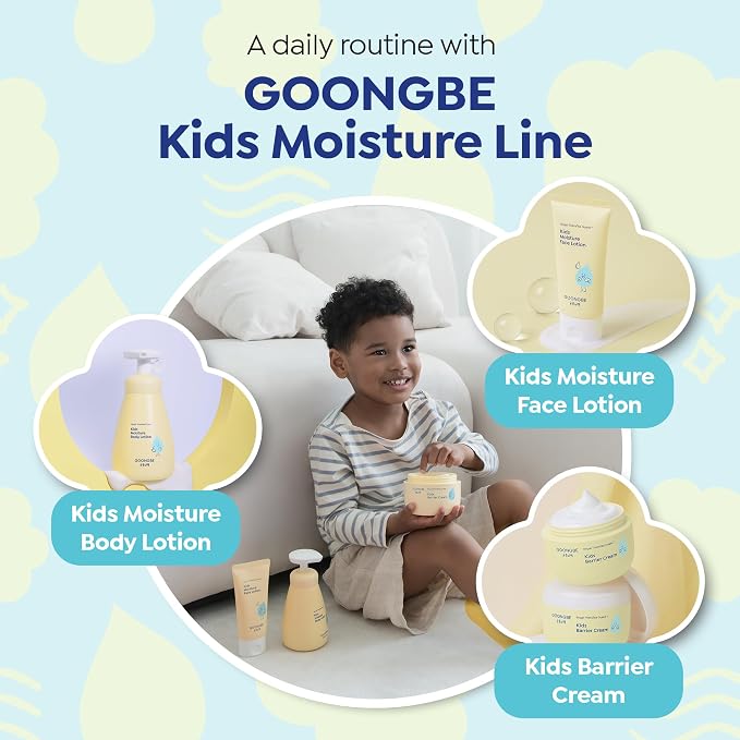 GOONGBE Kids Barrier Moisturizing Cream – Ceramide Repair for Dry, Rough, Sensitive Skin – 1% Panthenol & Cica, Liposome Fast-Absorb Non-Sticky Formula for Face & Body – Allergen-Free 6.09 oz