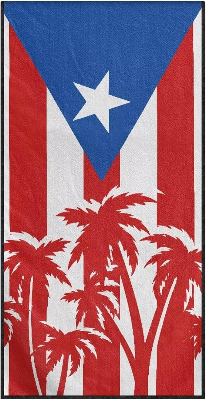 INSTANTARTS Coconut Tree Puerto Rico Flag Car Seat Cover Protector Sweat Towel Multi-Functional Car Towel