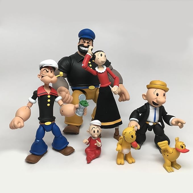 Boss Fight Studio Popeye Classics Set of 4 – Wave 1 Popeye, Olive OYL, Bluto, Castor OYL - Highly Articulated Collectible Figurines with Accessories, Alternate Heads and Hands - 1:12