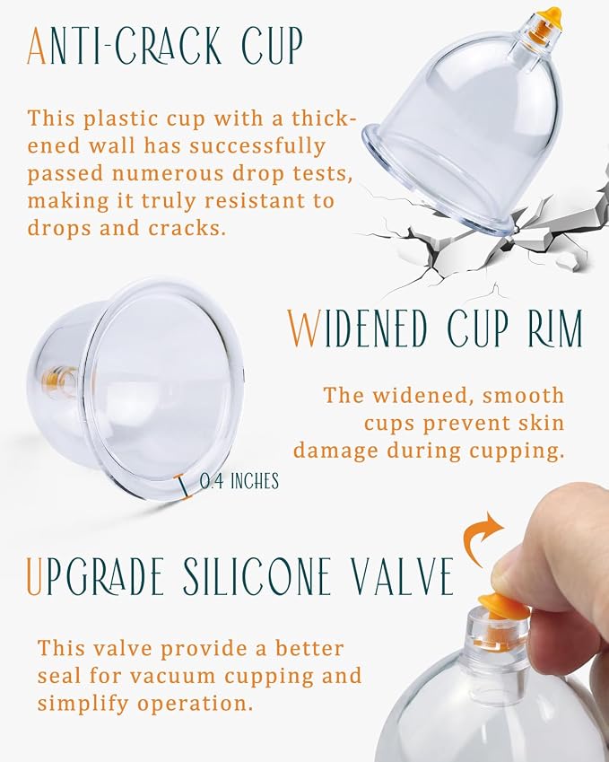 DEFUNX 12 Cups Cupping Set - Cupping Kit for Massage Therapy at Home Massage Cups for Whole Body
