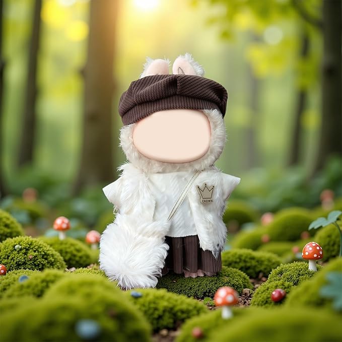 White Doll Clothes Cute Winter Dolls Outfit Accessories 17cm/15cm White Top Exquisite Crown Design Headwear+Top+Skirt+Scarf Halloween Clothes Set