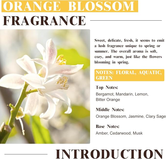 EUQEE Orange Blossom Fragrance Oil with Glass Dropper 2.02 Fl oz/60ml | Essential Oil for Diffuser, Soap Candle Making, Aromatherapy