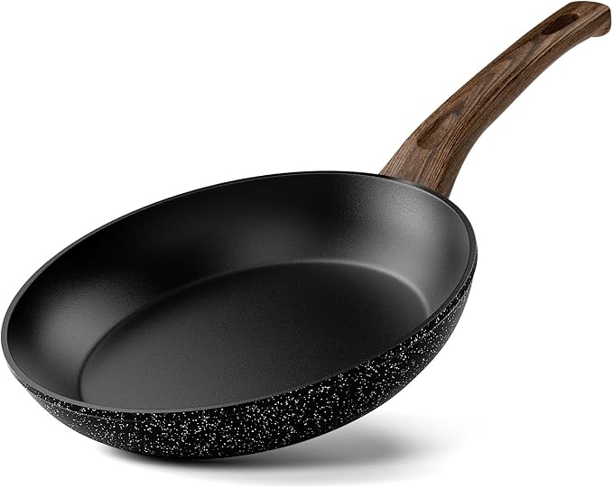 Innerwell 8-Inch Nonstick Frying Pan Small Egg Pan Skillet | Even Heating All Stove Compatible, PFOA PFOS Free, Granite Stone Cookware Skillet, Healthy and Non Toxic, Black