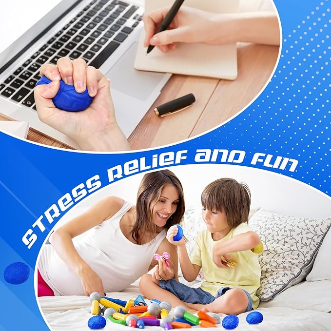 Jenaai Brain Stress Ball Halloween Squeeze Toy 2.76 Inch PU Hand Muscle Exercise Pressure Ball Funny Stress Relief Toy for Adults Improving Grip Strength Release Pressure(Blue)