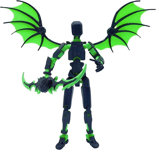Dummy13 Action Figure Set | Pre-Assembled 3D Printed Titan and Robo Figures | Highly Articulated Robot Toys with Interchangeable Accessories | Perfect for Collectors and Hobbyists (Black Green)