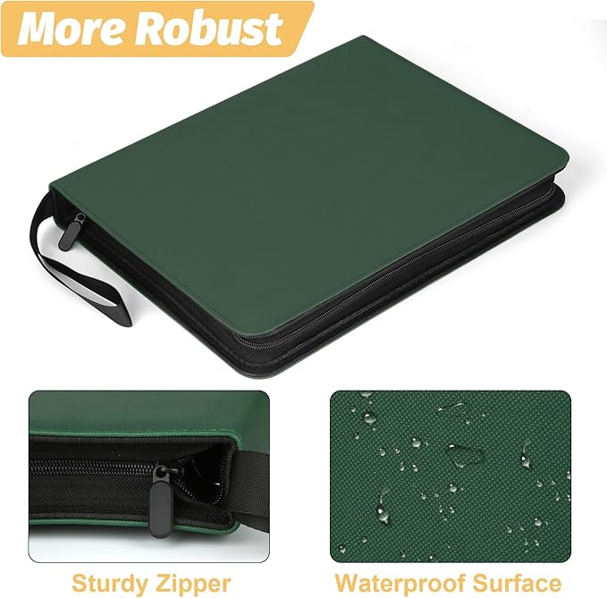 GERMUN Trading Card Binder, 720 Pockets Card Binder, 9-Poccket Sided Pocket Sports Card Binder, Premium Card Binders Compatible with MTG, TCG, Baseball Cards(Dark Green)