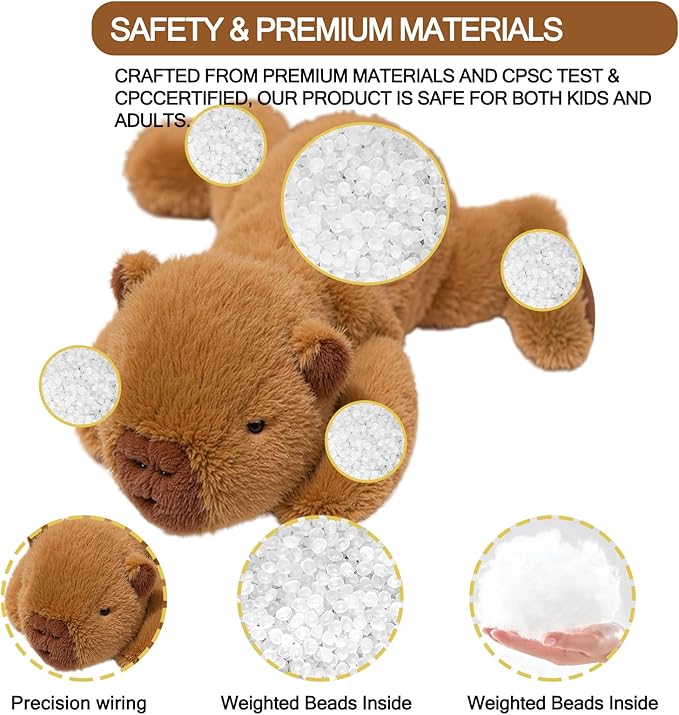 7.8in Capybara Plush Brown Stuffed Animal Cute Capybara Plush Toy Ultra Soft Hugging Gift for Kids Girls Boys (Capybara)