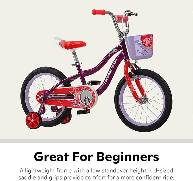 Schwinn Elm and Koen Bike or Balance Bike, 12-18 Inch Bike for Kids Ages 2-13, Black, Blue, Red, Teal, Pink or Purple, SmartStart Ergonomic Design, Adjustable Seat Grows with Child, Training Bicycle