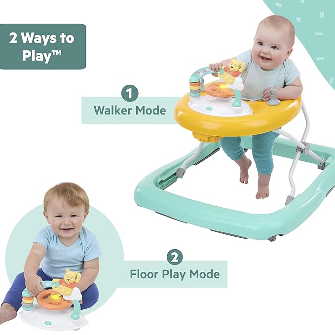Bright Starts Disney Baby Winnie The Pooh Once Upon a Walk Activity Walker, 2 Ways to Play, Unisex, Ages 6 Months+
