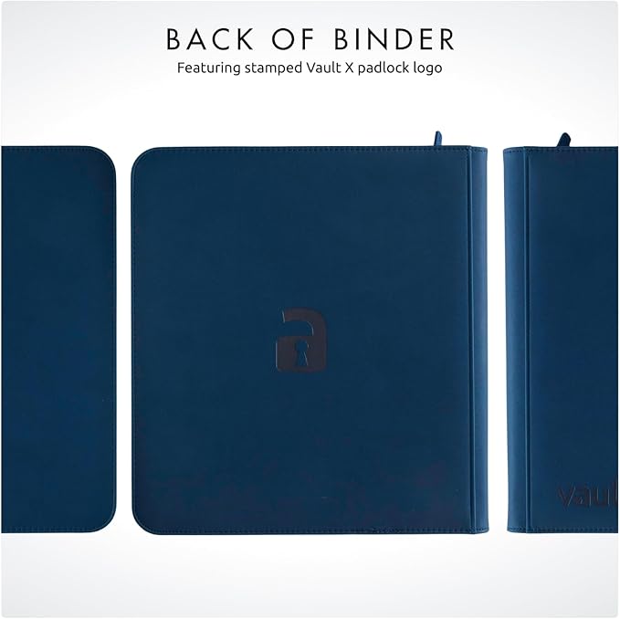 Vault X 12 XL Pocket Zip Binder, 624 Cards, Exo-Tec Material, 26 Side-Loading Pages (Blue)