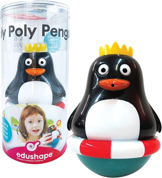 Edushape Roly Poly Penguin - Toddler Bath Toys - Early Child Development Learning Boys & Girls Water Bath Toy - Baby Bath Toys for Toddlers 1-3 Teaches Cause and Effect, Physics, and STEM