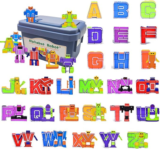 Alphabet Robots for Kids ABC Learning Toys for Kids Ages 3-5 Alphabots Transforming Letter Toy Robot Alpha Bots Toddlers Education Toy Carnival Prizes