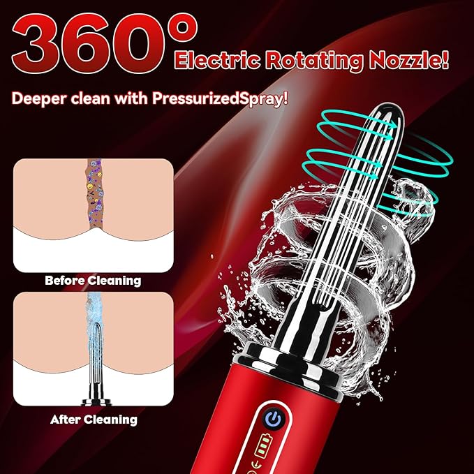 Enema Anal Douche,Enemas-Douches for Men and Women Colon Cleanse,Electric Anal Cleaner Kit,Anti Backflow Shower Enema Bulb,Rotation-Spray Two Douching Modes,External Water Supply