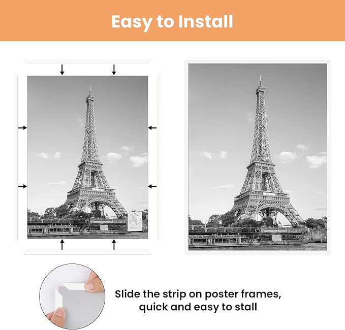 upsimples 24x36 Poster Frame, Easy Slide-In Assembly, White, 3 Pack | Gallery Wall 24 x 36 Picture Frames Set for Family, Wedding, Christmas, Easy to Change Photos