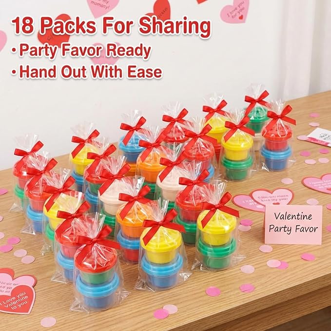 Blosssound 18 Sets Valentines Air Dry Clay Gifts Valentines Day Air Dry Clay Party Favors DIY Clays Craft Kit for Classroom Exchange Gifts Goodie Bags Stuffers Supplies