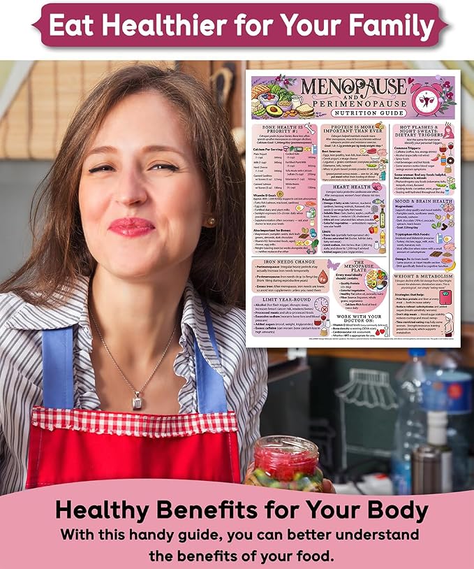 Lone Star Art Menopause and Perimenopause Nutrition Guide 8.5x11 Magnet, Women Hormone Health Diet Chart, Food Reference for Hot Flashes Support, Fridge Quick Guide, Waterproof Kitchen Wellness Chart