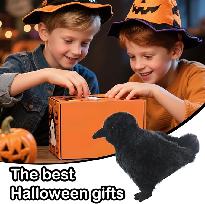 2pcs Simulated Crows,Cute Black Raven Stuffed Animal Plush Toy,Soft Little Bird Raven Stuffed Toys,Black Feather Birds Prop for Indoor Outdoor 9.84''