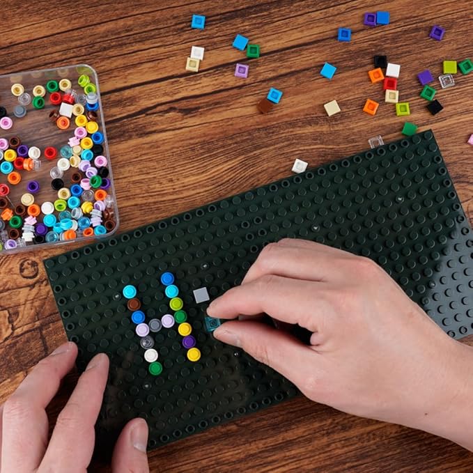 Claasic Brick 16x16 Plate 1/3 with Holes - Pixel Art Painting Base Pins Suppor Pillar Accessories Pack,Building Block Bulk Parts and Pieces Sets,Compatible with 65803(Green)