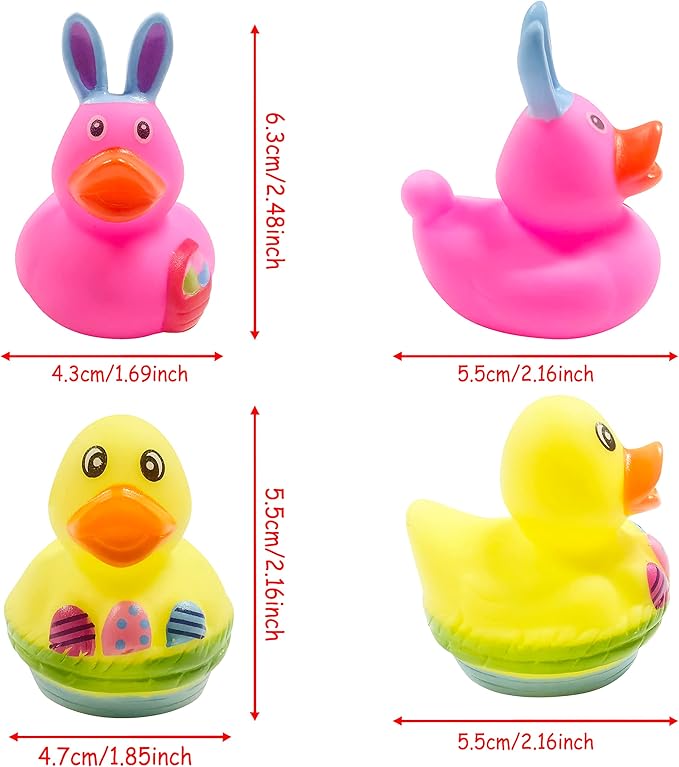 36 Pcs Easter Rubber Ducks,Baby Showers Accessories,Mini 2.16" Bunny Duckies Bath Toys for Kids Girls Boys Fun Bath Easter Basket Stuffers Eggs Fillers Party Favors Gifts(Easter)