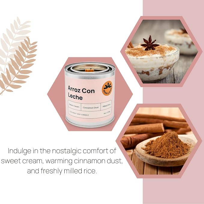Wick & Star Vegan, Wood Wick, Natural Coconut Soy Wax Aromatherapy Candle, Clean Burning (Arroz con Leche)