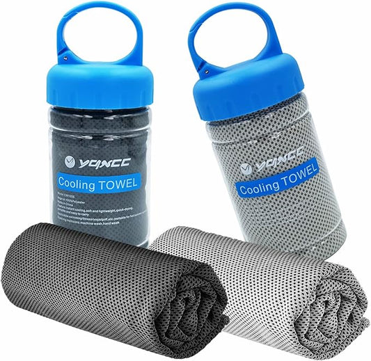 YQXCC 2 Pack Cooling Towels (47"x12"), Ice Cool Neck Towel, Soft Breathable Microfiber for Yoga, Golf, Gym, Running, Camping & Hot Weather