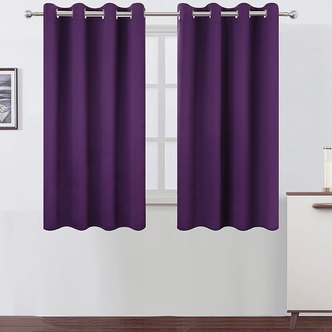 LEMOMO Purple Blackout Curtains/52 x 45 Inch Length Kids Curtains/Set of 2 Panels Grommet Bedroom Curtains for Living Room