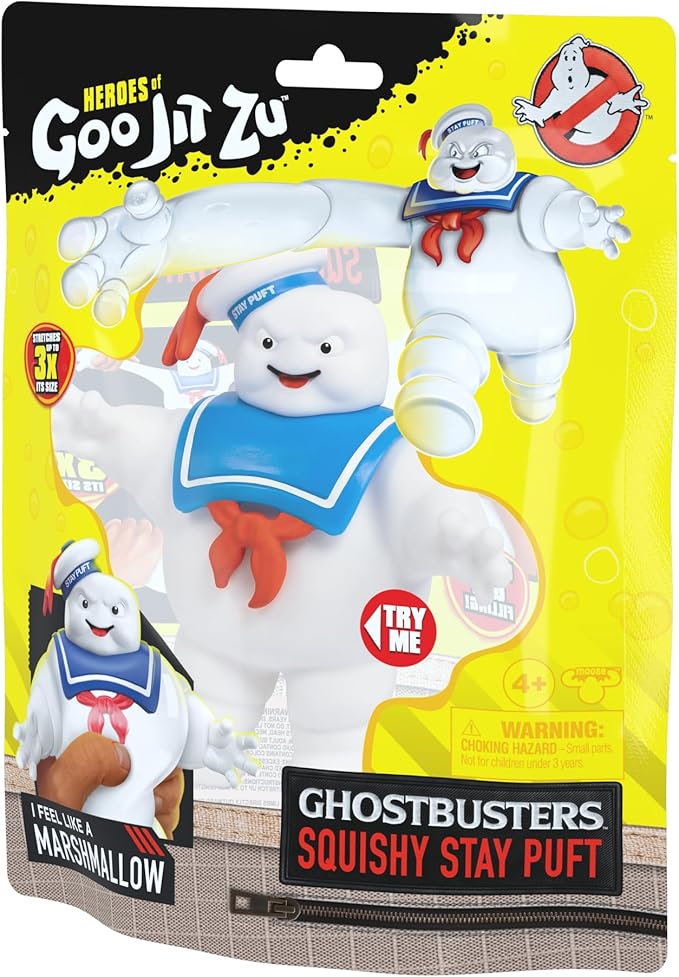 Heroes of Goo Jit Zu Ghostbusters Squishy Stay Puft Figure |Unique Goo Filling | Stretches Up to 3X Its Size | Stretch, Twist and Watch It Return to Its Original Size and Shape