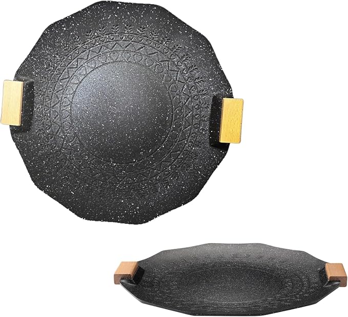 Portable Korean BBQ Pan - Non-stick Suitable for indoor and outdoor use (Black)