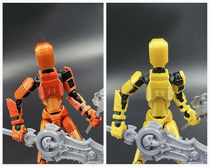 T13 Dummy Action Figure Set (Assembly Completed), 3D Printed Multi-Jointed Movable Titan 13 Lucky 13 Mobile Robot, Nova 13 Action Figures Desktop Decorations for Game Lovers Toy (Gold Pink
