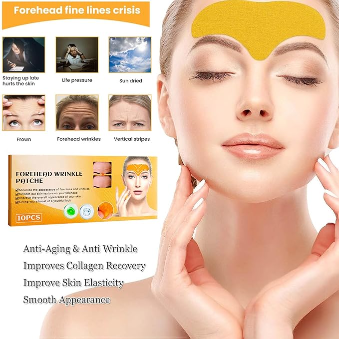 Forehead Wrinkle Remover Patch,Smooth Forehead And Smooth Fine Lines And Wrinkles,Lift Facial Skin Forehead Patch,Forehead Patches for Wrinkles With Hydrolyzed Collagen And Centella Asiatica,Suitable