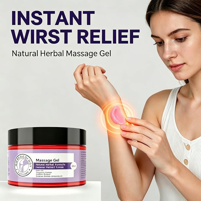 Relief Massage Gel, Natural Herbal Joint & Muscle Soreness Relief Rub with Emu Oil, Turmeric, Saffron & Chondroitin, Soothing Topical Gel for Knee, Shoulder, Neck, Back & Post-Workout Recovery, 4oz