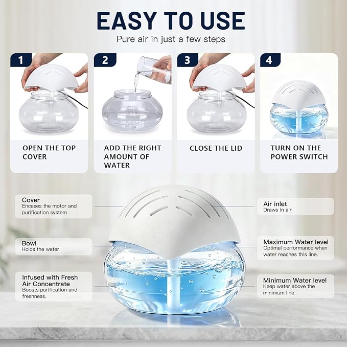 BBMars Essential Oil Diffuser, Water Washable Aromatherapy Air Purifier with 7 Colors LED Night Light, Portable Mini Air Freshener Cleaner for Smoke Pet Odor Home Office Bedroom