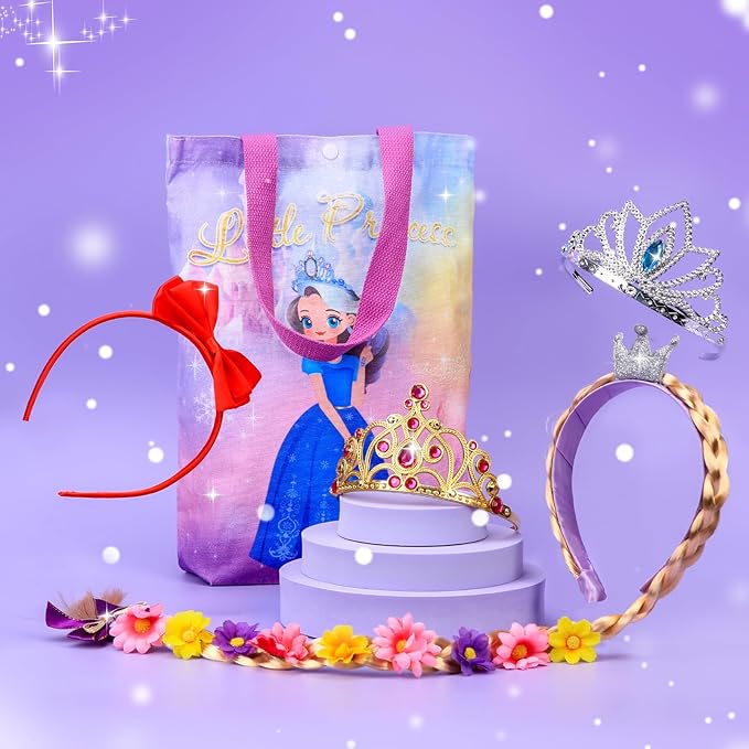 Meland Princess Dress Up - Princess Dresses for Girls with Princess Toys, Dress Up Clothes for Little Girls Pretend Play