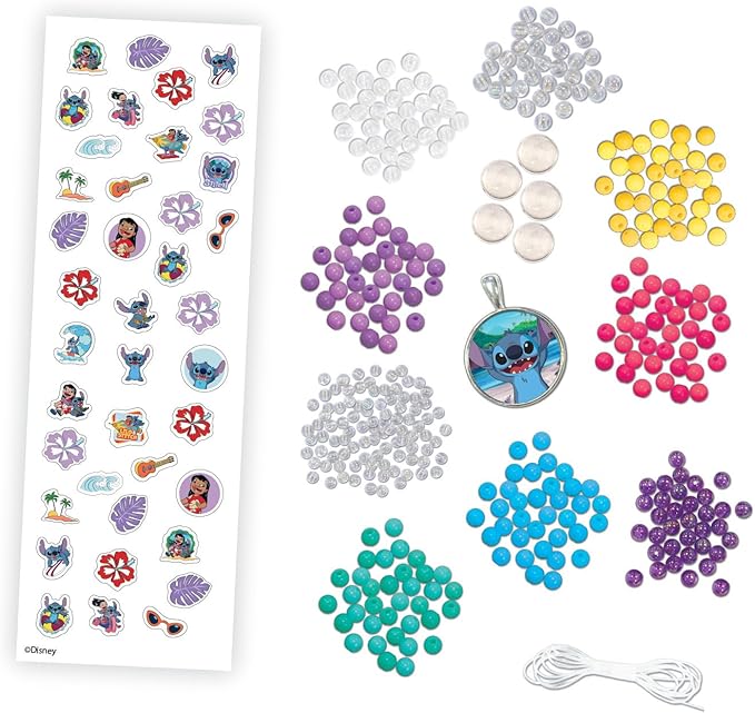 Tara Toys Disney Stitch Charm Bracelet Activity Set – 408-Piece Jewelry Kit for Girls with Beads, Charms & Cords – DIY Friendship Bracelet Craft for Kids Ages 3+ – Official Disney Licensed
