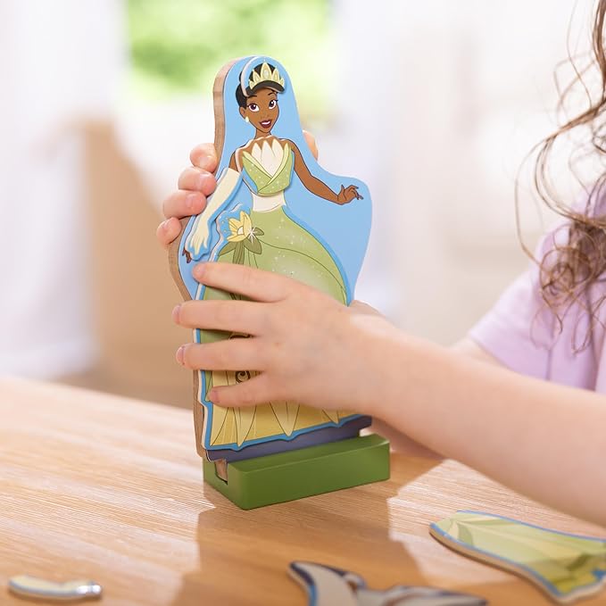 Melissa & Doug Disney Princess Tiana Magnetic Dress-Up Wooden Doll Pretend Play Set (30+ pcs) - FSC Certified