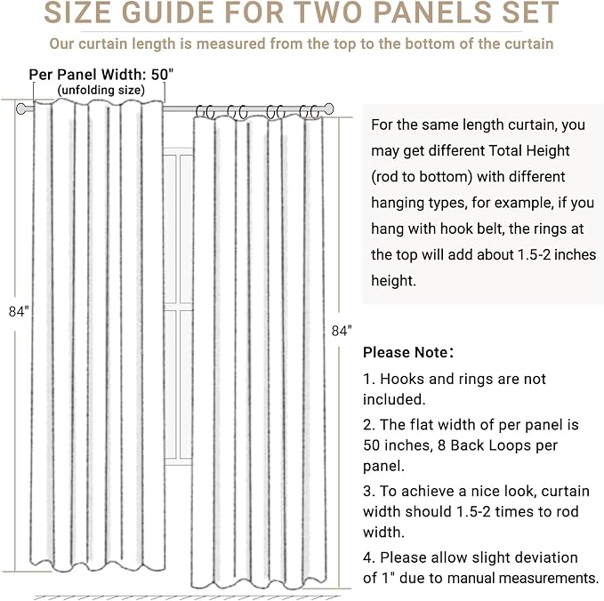 100% Blackout Shield Linen Blackout Curtains for Bedroom 84 Inches Long, Back Tab/Rod Pocket Living Room Drapes, Thermal Insulated Blackout Curtains 2 Panels Set, 50" W x 84" L, Terracotta