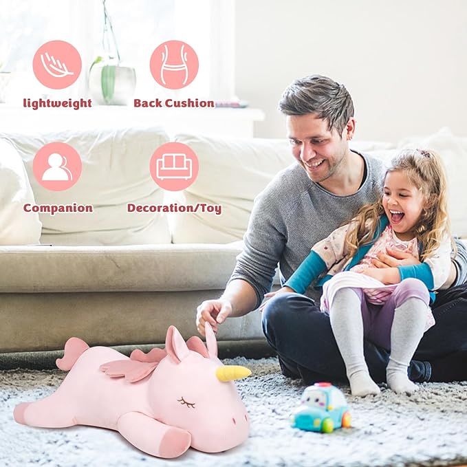 My OLi 18'' Unicorn Stuffed Animal Pillow Plush Toy Cuddle Plushies Stuffed Unicorn Plushie Soft Hugging Pillow Plush Toys Gift for Kids & Adults