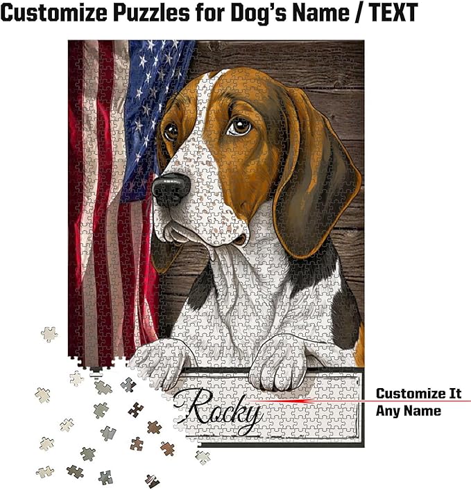 Custom Wooden Jigsaw Puzzles with Your Dog's Name on Southern Hound Art Print - 300 500 1000PCS Puzzles Game and Home Wall Decor