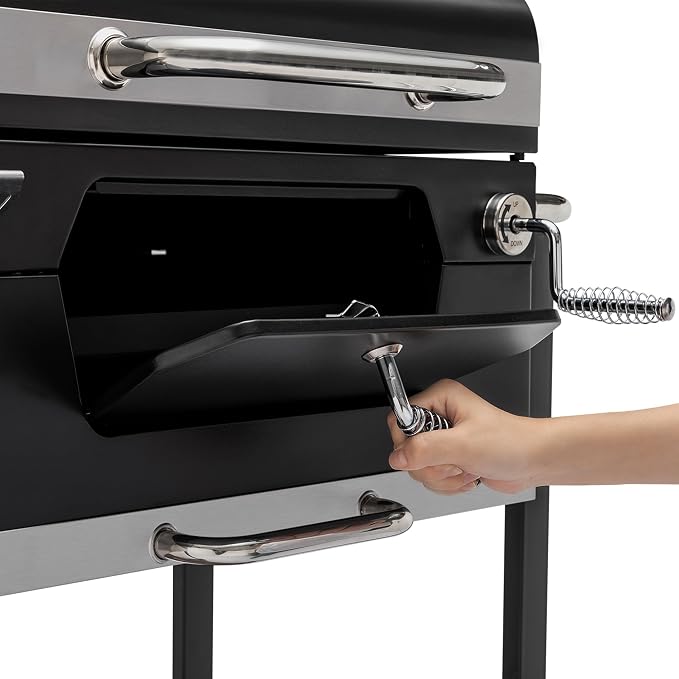 Royal Gourmet CD1824M 24-Inch Charcoal Grill, BBQ Smoker with Handle and Folding Table, Perfect for Outdoor Patio, Garden and Backyard Grilling, Black, Medium | BBQ Smoker Perfect for Outdoor Patio, Garden and Backyard Grilling, Black, Medium