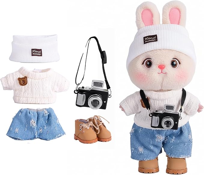 5set 17cm Dolls Clothes Outfit Set - Casual Style Costumes for Doll Figures, Camera Set,Have a seat Clothes - 6.7 Inches Cute Dolls Daily Refill,Gifts for 17cm Doll Lovers (Style-M)