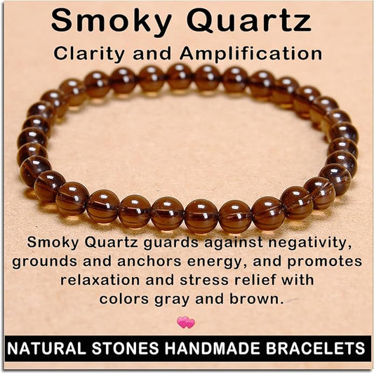 AD Beads Handmade Gemstone Stretch Elastic Bracelet Crystal Healing Reiki Nature's Beauty and Spiritual Essence Unisex