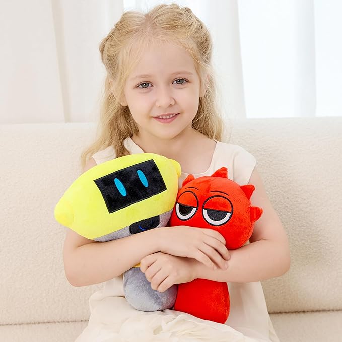 XYG® Plush Toys, Horror Games Plushies Toy for Fans, 2PCS Sprunky Game Toys Plush, 2PCS Sprunky Soft Stuffed Animal Pillow Doll Birthday for Fans Kids Adult (10" Yellow & Red)