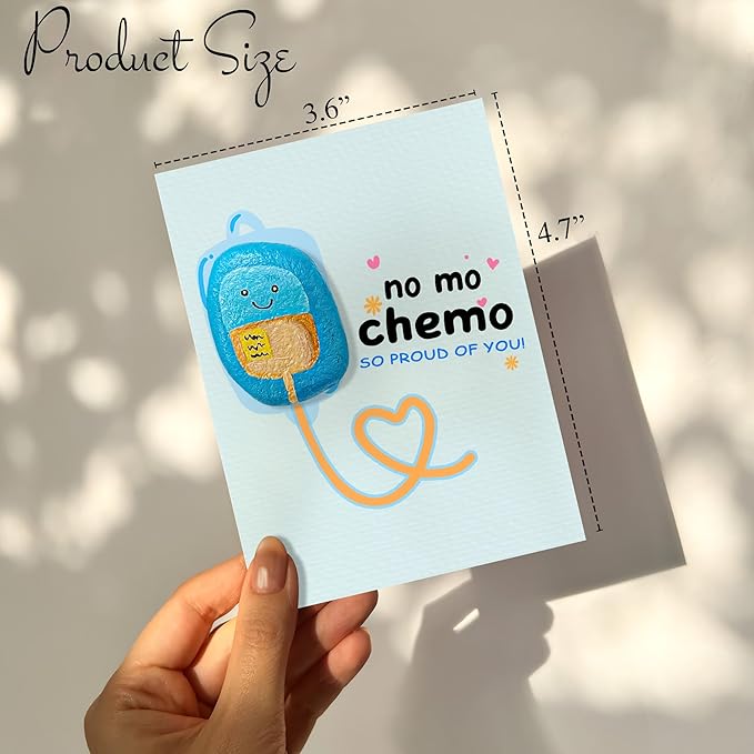 Handmade Pebble “No More Chemo” Card – Cancer Survivor Congratulations Gift – Encouragement Card for End of Chemotherapy – Unique Supportive Keepsake for Friends, Family, or Coworkers