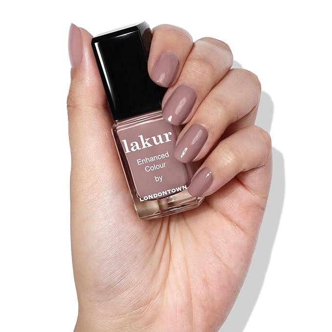 LONDONTOWN lakur Nail Polish - Chip-Resistant, Non-Toxic, Conditions & Hydrates Nails | Glossy Taupe Brown, Chai, .40 fl oz