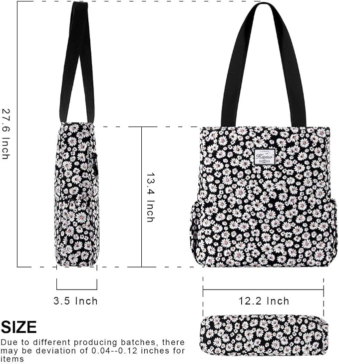 KAMO Floral Tote Bag - Waterproof Lightweight Handbags Travel Shoulder Bag for Hiking Yoga Gym Swimming Travel Beach