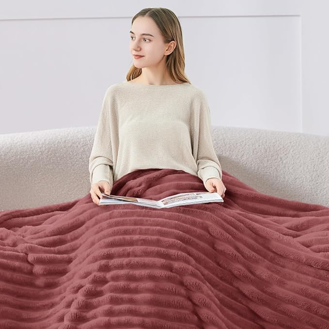 BEDELITE Ribbed Twin Blanket for Couch & Bed, Brick Dust, 60"x80" | Ultra-Soft Plush Fleece, Cozy, Warm Yet Lightweight, Ribbed Texture, Home Decor, Machine Washable, Giftable, All-Season Use