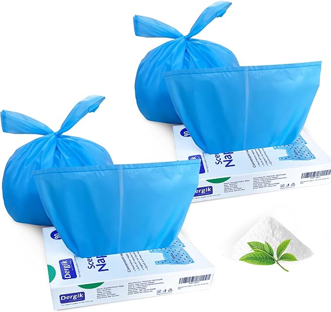 Sanitary Napkin Disposal Bags (180 counts), Scented | for Pads, Tampons, Diapers, Liners, Wipes, Incontinence| No Mess, Odor-Free, Disposable Hygiene Bags, Blue