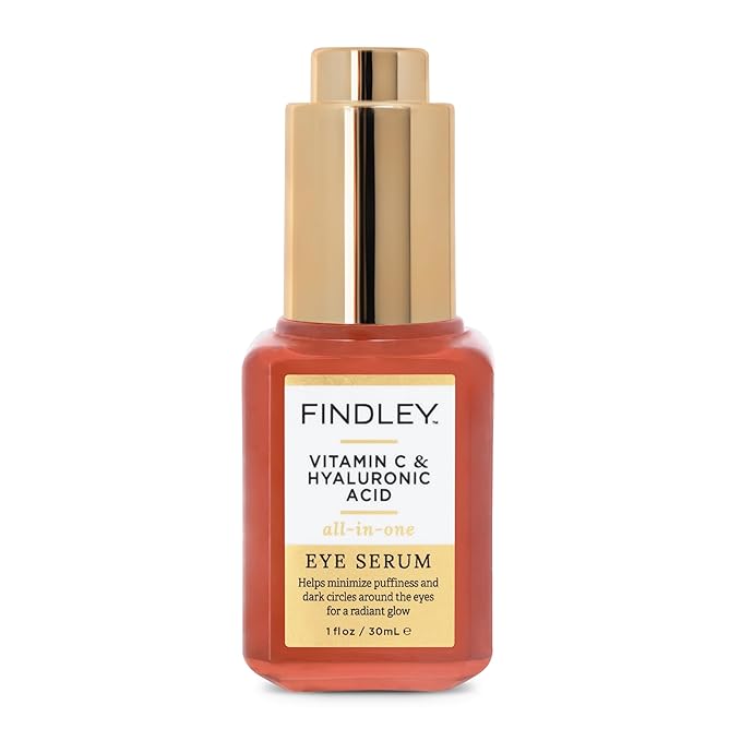 Findley Vitamin C & Hyaluronic Acid All-in-One Eye Serum | Minimizes Puffiness & Dark Circles | Radiant Glow (1 Fl Oz)
