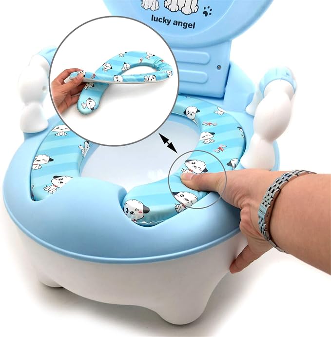 HongK- Portable Baby Kids Blue Bear Portable Potty Training Toilet Seat With Pad Toddler Lovely Toilet Comfortable Soft Seat Stool Chair [P/N: ET-BABY003-BLUE]