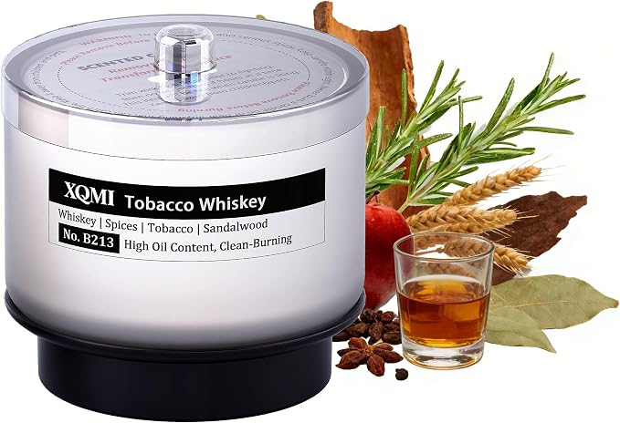 Smart Scented Candle Replaceable Refill with Smart chip, Tobacco Whiskey, 4.25oz Large Jar with up to 35 Hour Burn, Giftable